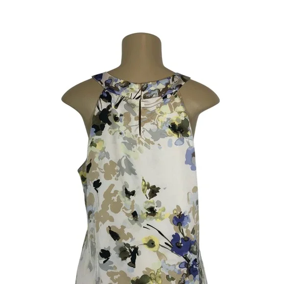 WHBM Watercolor Floral Satin Sleeveless Halter Tank Top Size 12 Office Business - Picture 5 of 10